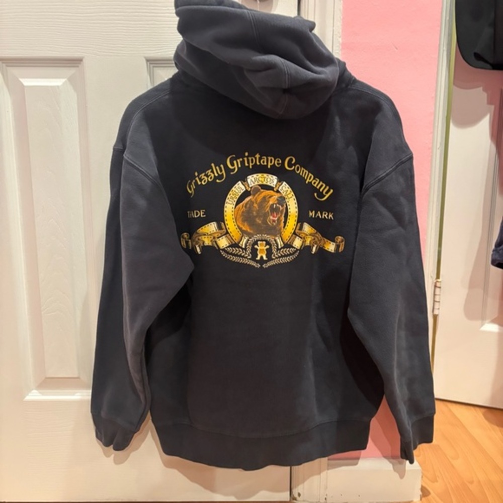 Grizzly Black Hoodie with Gold Bear Emblem